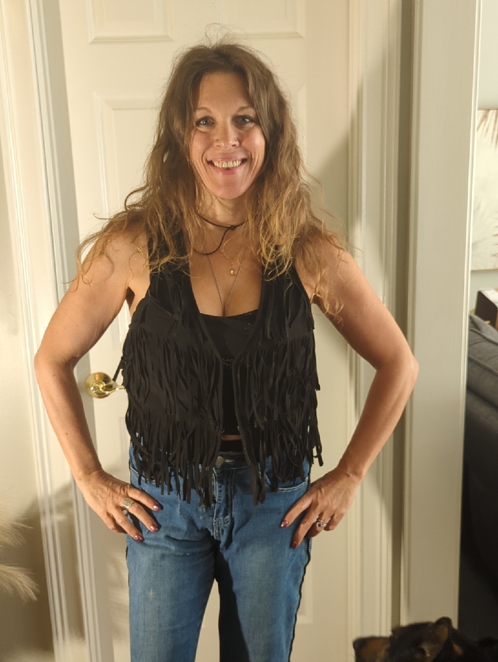 Miley Cyrus & Max Azria Black Fringed Tank Vest